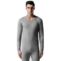 Mexican 稻草人 秋衣秋裤男士薄款纯棉全棉毛衫青年打底保暖内衣男套装 81948 深花灰 XL