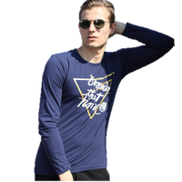 海之宁 秋衣男士青少年男学生秋衣棉毛衫印花薄款保暖内衣长袖t恤男打底衫保暖上衣春秋冬上衣男士内衣 深蓝 9106-1