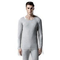 Mexican 稻草人 秋衣秋裤男士薄款纯棉全棉毛衫青年打底保暖内衣男套装 81948 浅花灰 L