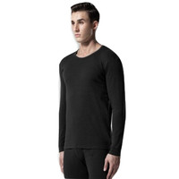 Mexican 稻草人 秋衣秋裤男士薄款纯棉全棉毛衫青年打底保暖内衣男套装 81948 黑色 XXXL