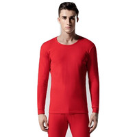 Mexican 稻草人 秋衣秋裤男士薄款纯棉全棉毛衫青年打底保暖内衣男套装 81948 大红 L