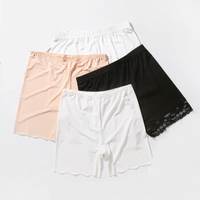 Langsha 浪莎 安全裤防走光女夏季蕾丝可内外穿冰丝三分保险短裤内裤无痕薄款打底裤1条  黑色无痕 XL