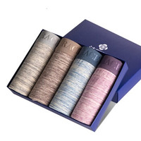 grace 洁丽雅 内裤男 时尚透气中腰明筋男士平角裤 混色4条礼盒装四角裤 混色 XXXL J1014 (花色、XXXL、平角裤、再生纤维)