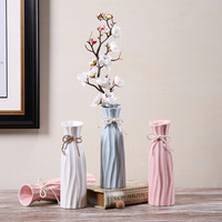 移动专享、超级白菜日：Hoatai Ceramic  华达泰陶瓷 现代简约陶瓷花瓶 20.3cm A款粉色