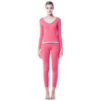 VKWEIKU 秋衣秋裤 男薄款女士线衣线裤 男士保暖内衣套装 情侣款 基础打底棉毛衫棉毛裤 BG040 女款桃红 L