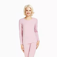 InteRight 秋衣秋裤女 棉弹圆领保暖内衣套装 浅粉 L
