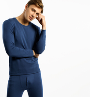 京东京造 男士圆领保暖内衣 羊毛加厚秋衣秋裤保暖套装 海深蓝 L码