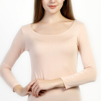 京东京造 女士薄款圆领九分袖内衣 发热纤维打底衫性感修身T恤 粉肤色 M码 (粉肤色,粉紫色,黑色,藏蓝色、S,M,L,XL、腈纶、保暖上衣)