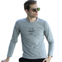 海之宁 秋衣秋裤青少年男学生棉毛衫印花薄款秋冬季保暖内衣男士打底衫棉毛裤套装 字母印花灰色 180XXL 9107