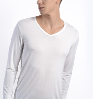 京东京造 ZFRBN-10 J.ZAO 男士V领薄款长袖内衣 发热纤维修身T恤 白色 M码 (白色、M、腈纶、保暖上衣)