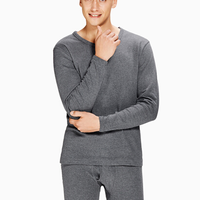 InteRight 秋衣秋裤男 新款圆领全棉 基础保暖内衣 深麻灰 L