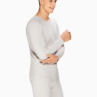 InteRight 保暖内衣男 舒绒弹力棉中厚保暖套装 男麻灰 M