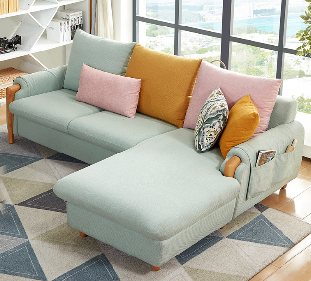 quanu 全友 102273 清新北欧布艺沙发 三人位 转角位