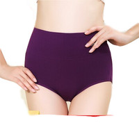 Langsha 浪莎 女士内裤女高腰纯棉三角女式收腹提臀大码裤头 4条装 165/L