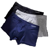 YUZHAOLIN 俞兆林 男士内裤男平角裤95%精梳棉中腰纯色短裤头 3条装 XL 蓝色/灰色/黑色