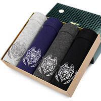 SEPTWOLVES 七匹狼 内裤男 男士内裤兰精粘纤舒适透气平角裤四条装 混色 狼文化 L