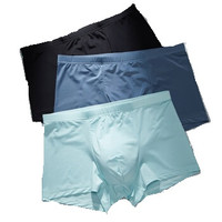 YUZHAOLIN 俞兆林 男士内裤男平角裤透气3D牛奶丝U凸四角裤短裤头男青年潮 爽滑冰丝3条装 XXL 黑色