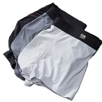 YUZHAOLIN 俞兆林 内裤男士宽边平角裤中腰3D冰丝舒适男士短裤透气男式U凸爽滑性感四角内裤 冰丝混色3条 XL 黑白灰