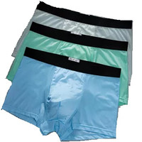 YUZHAOLIN 俞兆林 男士内裤男平角裤中腰3D冰丝舒适夏季透气男式U凸爽滑性感四角内裤 明筋宽边3条 XL 浅绿