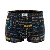 SEPTWOLVES 七匹狼 男士内裤 纯棉印花中腰四角裤头内裤 男 平角裤短裤 94662 礼盒装 4条装 混色 XL