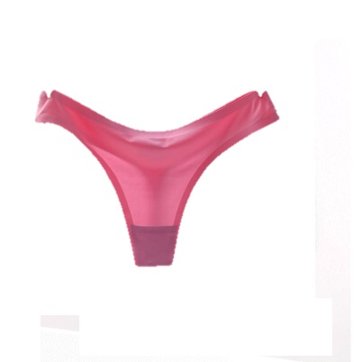 langsha 浪莎 丁字裤内裤女无痕一片式春夏冰丝纯色性感低腰t裤 玫