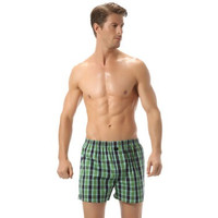 SEPTWOLVES 七匹狼 基础系列 Z6497 阿罗裤 男士内裤男平角裤纯棉格子短裤单条装 绿色格子 XXL