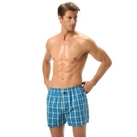 SEPTWOLVES 七匹狼 基础系列  Z6497 阿罗裤 男士内裤男平角裤纯棉格子短裤单条装 宝蓝格子 XL