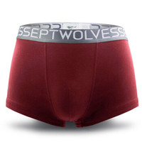 SEPTWOLVES 七匹狼 男士内裤男平角裤棉质透气男式四角裤高弹力运动短裤青年男生裤头 1条装 D7003 枣红 XXL