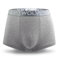 SEPTWOLVES 七匹狼 男士内裤男平角裤棉质透气男式四角裤高弹力运动短裤青年男生裤头 1条装 D7003 浅灰 XL