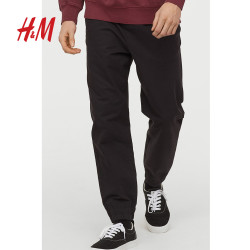 H&M男装运动长裤冬季款 斜纹棉布慢跑裤 HM0734305