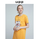 Lagogo2019夏季时尚小清新印花短袖连衣裙女运动休闲直筒短裙