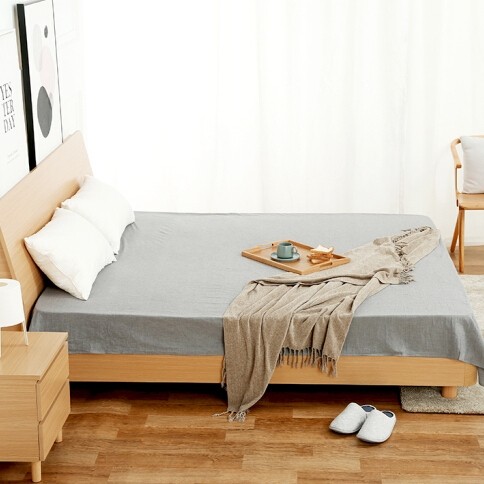 京造 日式双人床 原木色 1.5m