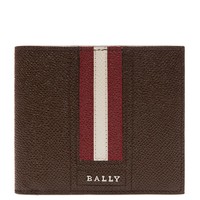 巴利(Bally) TRASAI LT系列男士真皮条纹短款钱包男士钱包 男包 欧美时尚 椰壳棕红白条纹