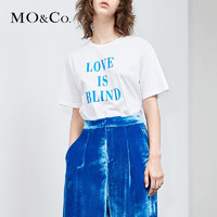 MOCO圆领字母白色纯棉t恤女chic短袖夏季新款修身上衣显瘦