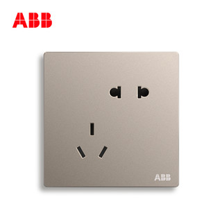 ABB开关插座无框轩致朝霞金墙壁插座面板五孔插座AF205-PG *8件