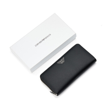 阿玛尼EMPORIO ARMANI 19春夏新款男士金属鹰标长款拉链钱包  Y4R169-YLA0E-19S BLACK-81072 U