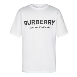 BURBERRY 博柏利 男士白色棉质徽标印花T恤 80094951 S