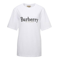 BURBERRY 博柏利 女士棉质典藏黑色绣标短袖T恤 80059401