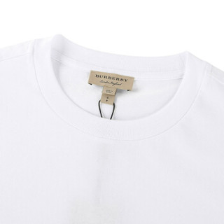 BURBERRY 博柏利 女士白色棉质典藏黑色绣标短袖T恤 80059401 M