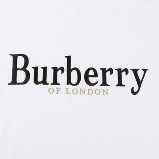 BURBERRY 博柏利 女士白色棉质典藏黑色绣标短袖T恤 80059401 M