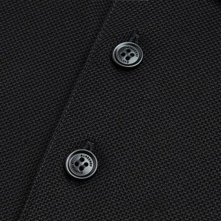 BURBERRY 博柏利 男士黑色棉质徽标印花珠地网眼布POLO衫 80094971 XL