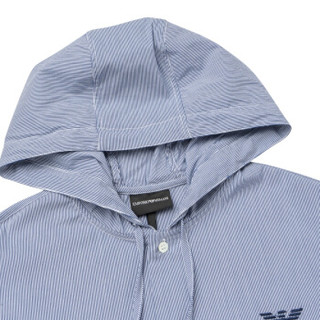 ARMANI 阿玛尼奢侈品男士连帽抽绳细条纹衬衫 3G1C66-1N06Z BLUE-F915