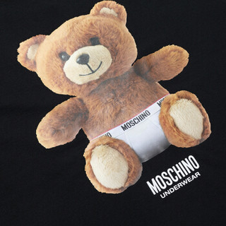 MOSCHINO  莫斯奇诺 男士黑色小熊图案棉质短袖T恤 1 B1912 8107 0555 XL码