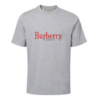 BURBERRY 博柏利 男士浅麻灰棉质典藏绣标棉质T恤 80078291 M