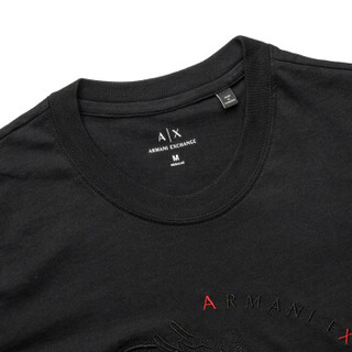 AX ARMANI EXCHANGE 奢侈品新款男士龙图腾立体刺绣圆领短袖T恤 3GZTLD-ZJH4Z BLACK-1200 L
