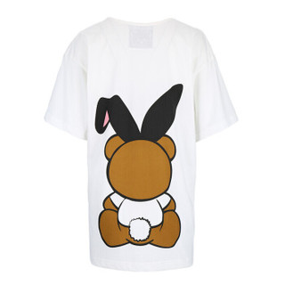 MOSCHINO  莫斯奇诺 男士女士中性款棉质兔耳朵熊印花圆领宽松版T恤  EV0703