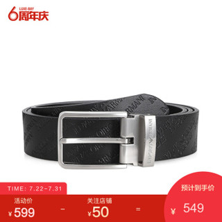 GIORGIO ARMANI 乔治·阿玛尼 男士logo印花牛皮皮带腰带 黑色 Y4S221 YCM7E 80001