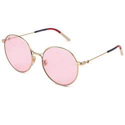 GUCCI 古驰 eyewear 女款太阳镜 金属墨镜 GG0395SK-004 金色镜框粉色镜片 57mm