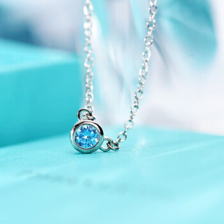 Tiffany&Co. 蒂芙尼 银镶海蓝宝石/钻石吊坠项链 25224884海蓝宝石