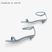CHARLES＆KEITH夏季凉鞋CK1-60580106简约一字式拌带小细跟凉鞋 蓝色 35